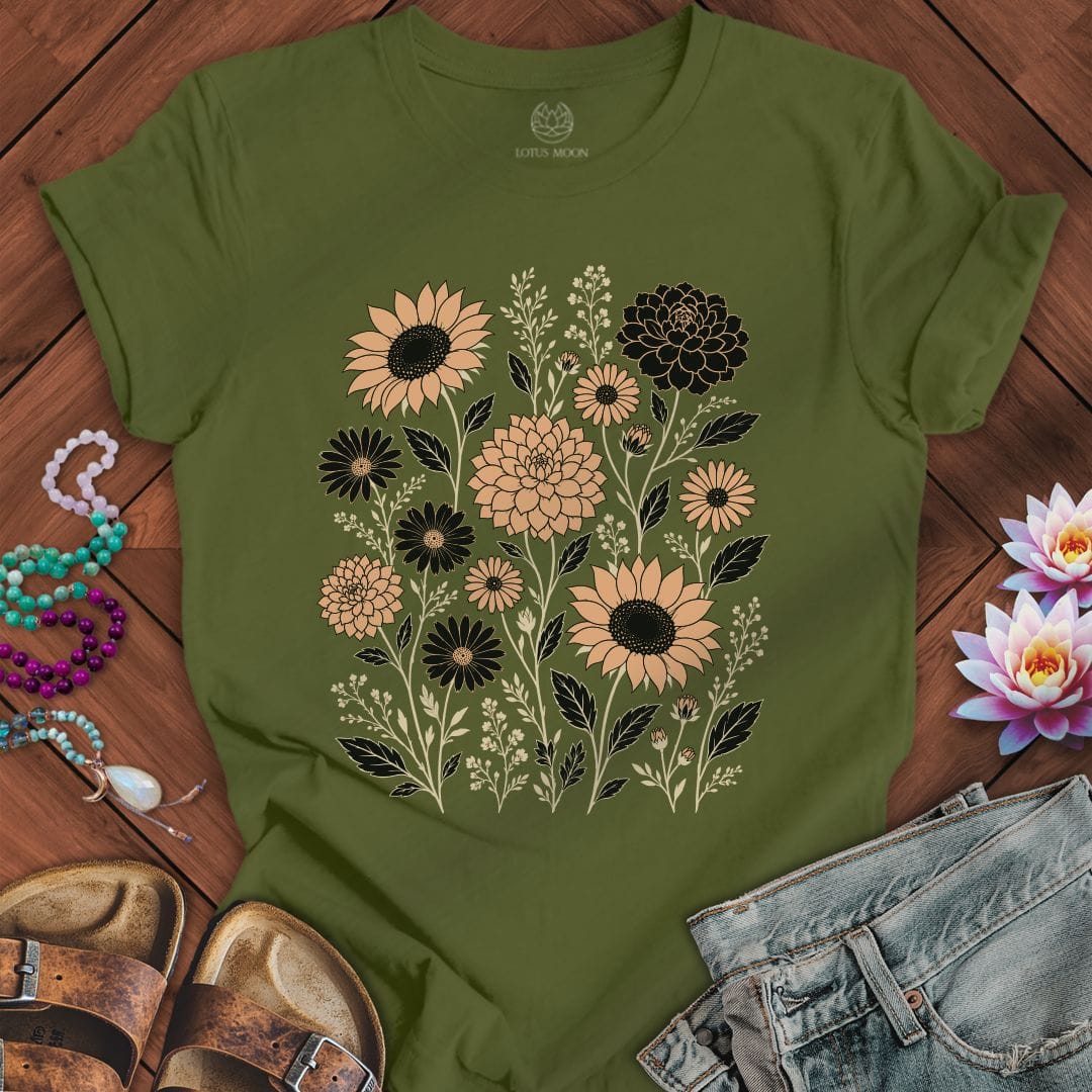 Vintage Fall Florals Tee Olive