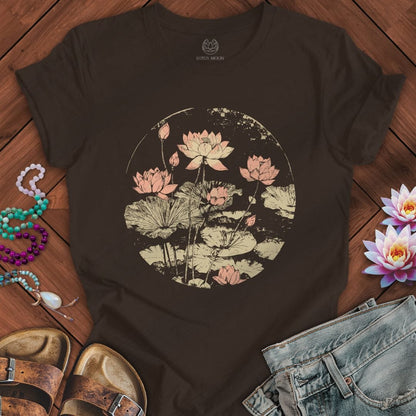 Printify T-Shirt Vintage Lotus Pond Tee Brown / S