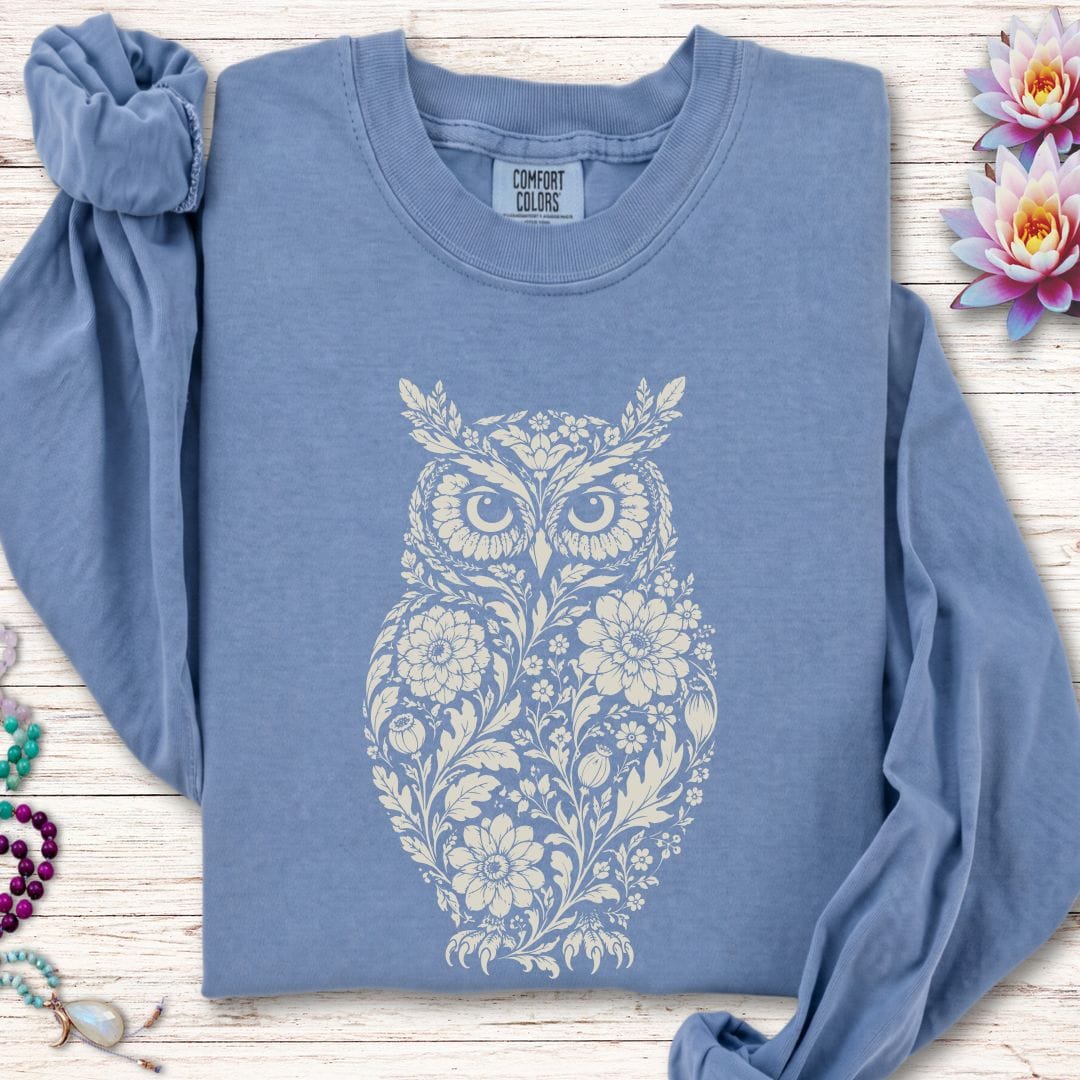 Vintage Owl Long Sleeve Tee Blue Jean