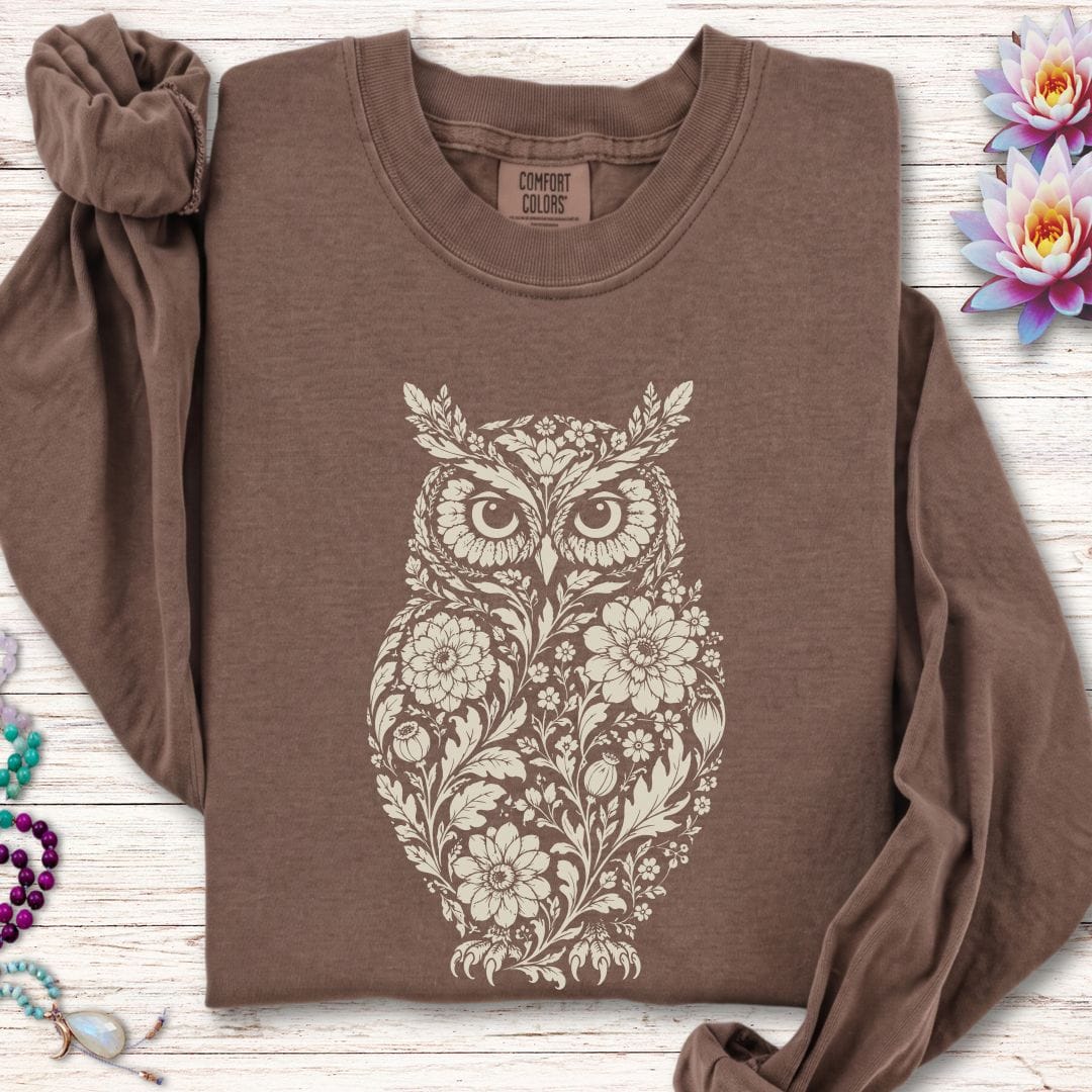Vintage Owl Long Sleeve Tee Espresso