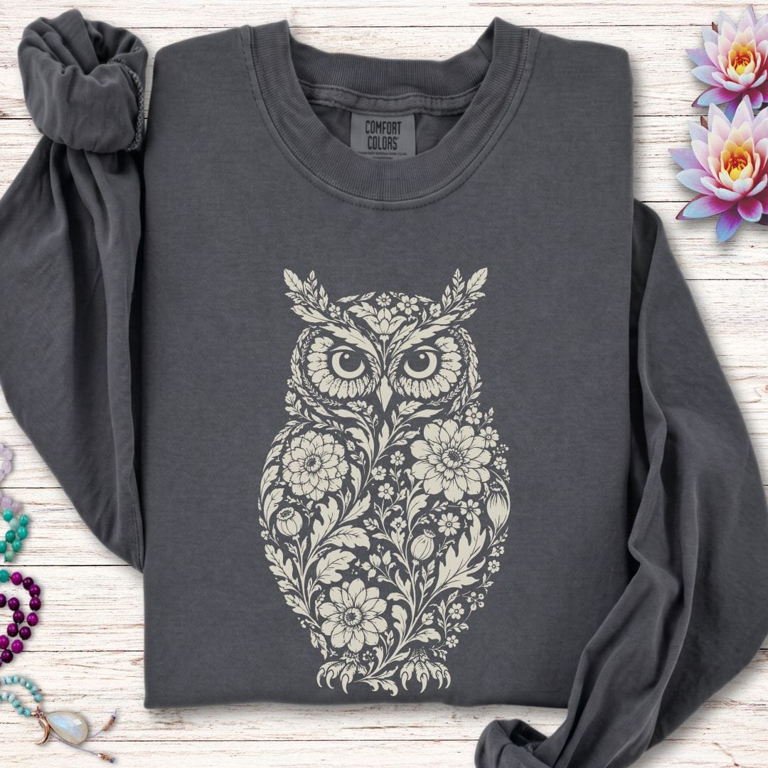 Vintage Owl Long Sleeve Tee Pepper
