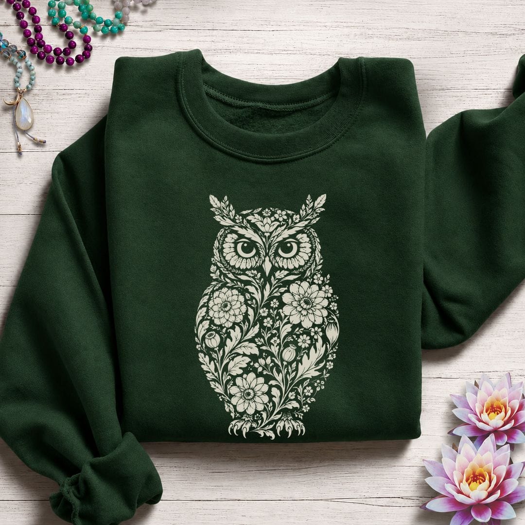 Vintage Owl Sweatshirt Forest Green