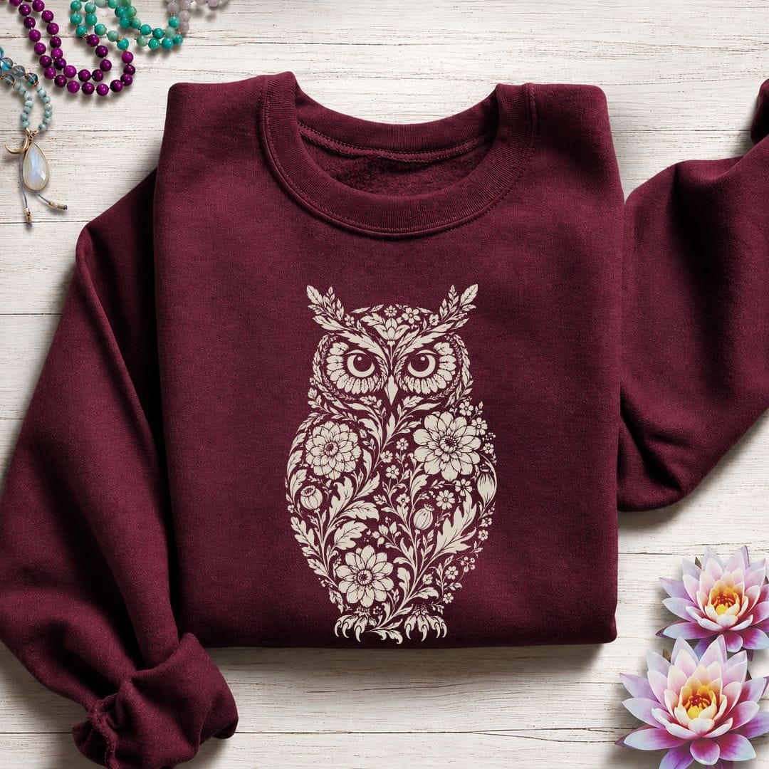 Vintage Owl Sweatshirt Maroon