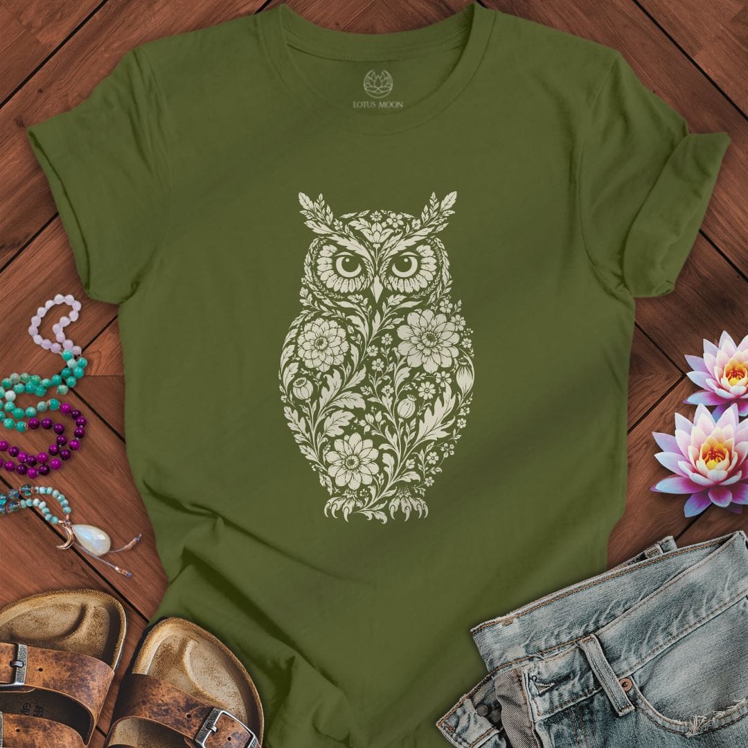 Vintage Owl Tee Olive