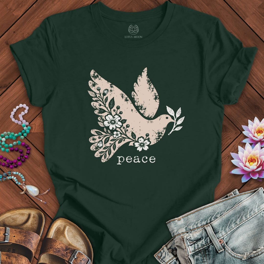 Printify T-Shirt Vintage Peace Dove Tee Forest / S