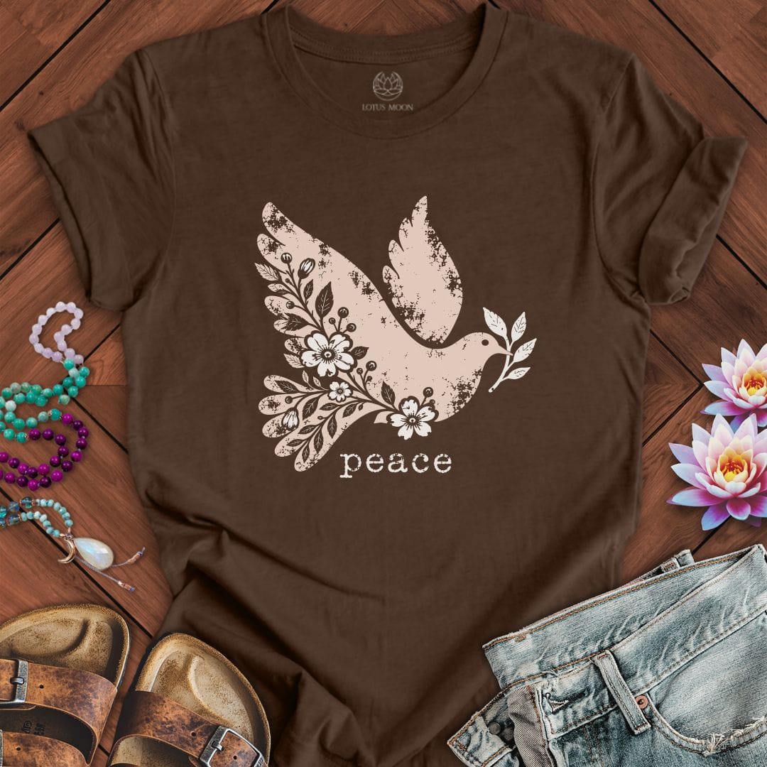 Printify T-Shirt Vintage Peace Dove Tee Heather Brown / S