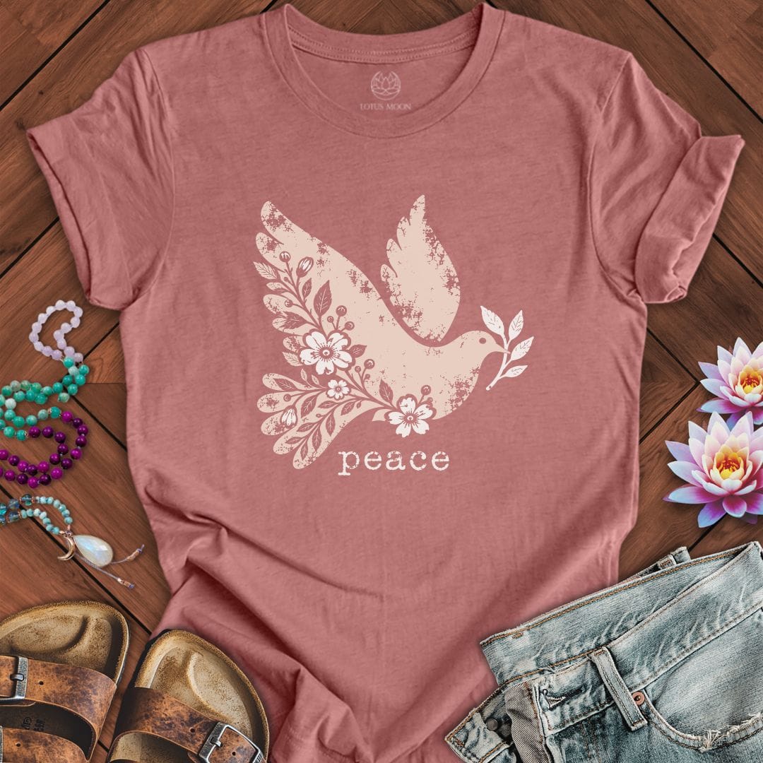 Printify T-Shirt Vintage Peace Dove Tee Heather Mauve / S