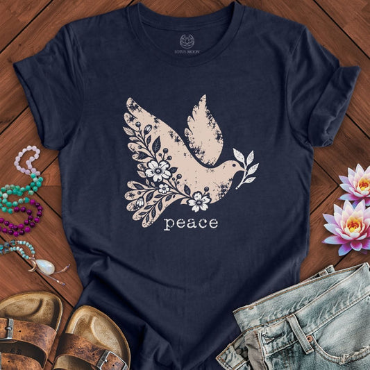 Vintage Peace Dove Tee Heather Midnight Navy