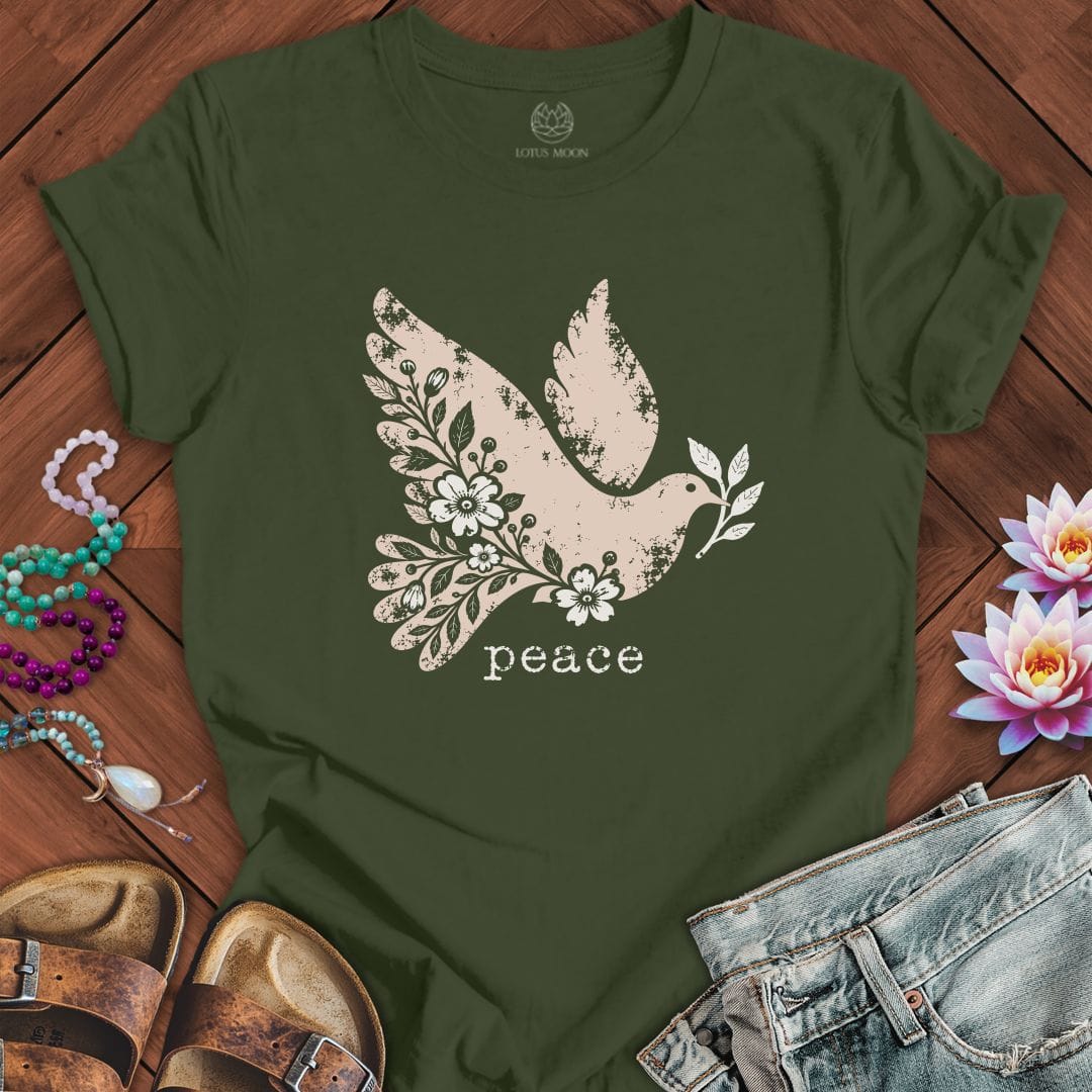 Printify T-Shirt Vintage Peace Dove Tee Military Green / S
