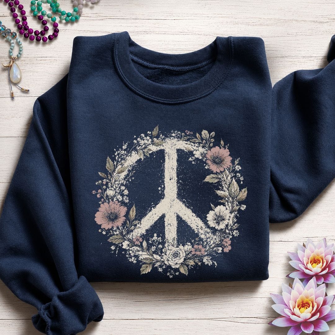 Vintage Peace Sign Sweatshirt Navy