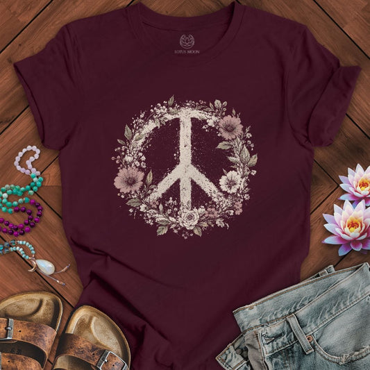 Vintage Peace Sign Tee Maroon
