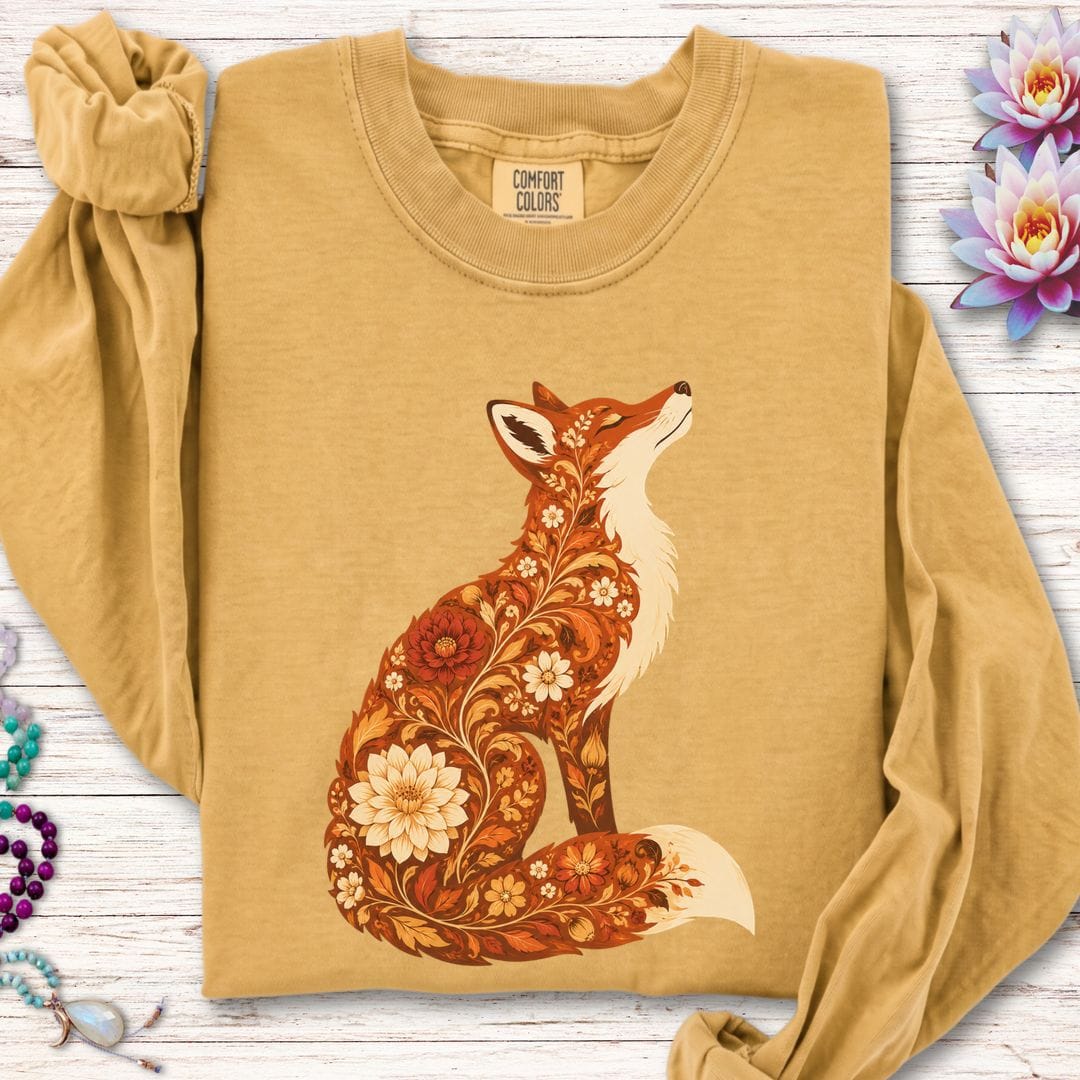 Printify Long-sleeve Vintage Red Fox Long Sleeve Tee Mustard / S