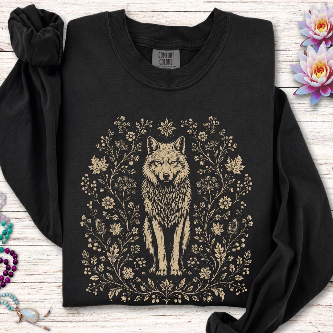 Printify Long-sleeve Vintage Wolf Long Sleeve Tee Black / S