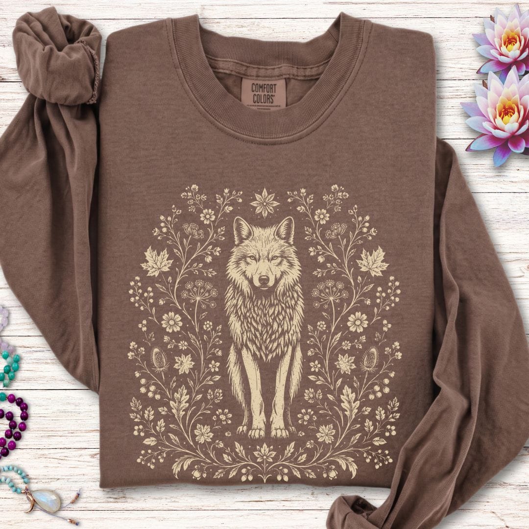 Printify Long-sleeve Vintage Wolf Long Sleeve Tee Espresso / S