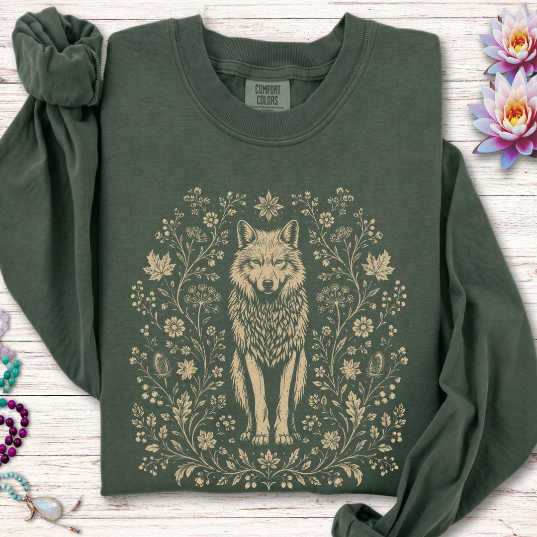 Printify Long-sleeve Vintage Wolf Long Sleeve Tee Hemp / S