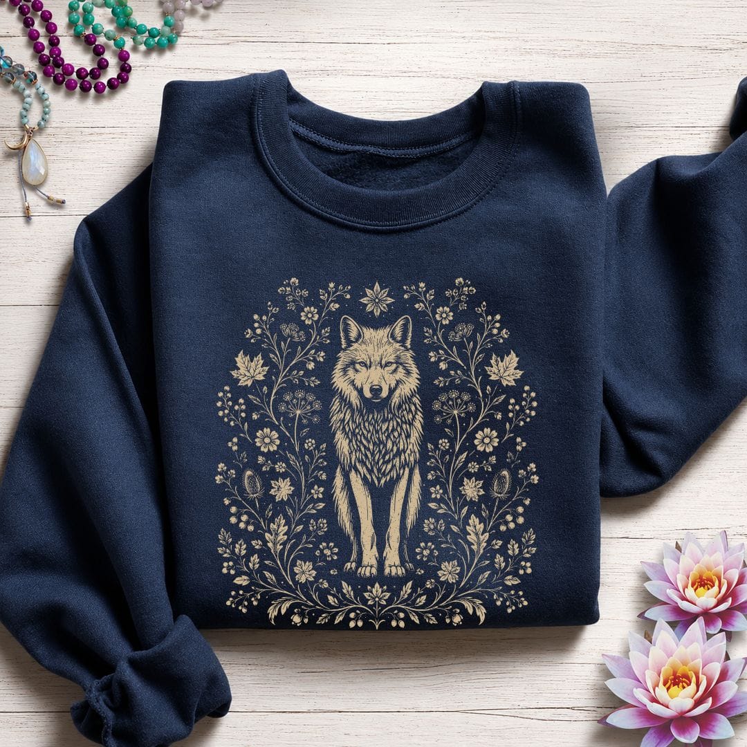 Printify Sweatshirt Vintage Wolf Sweatshirt Navy / S