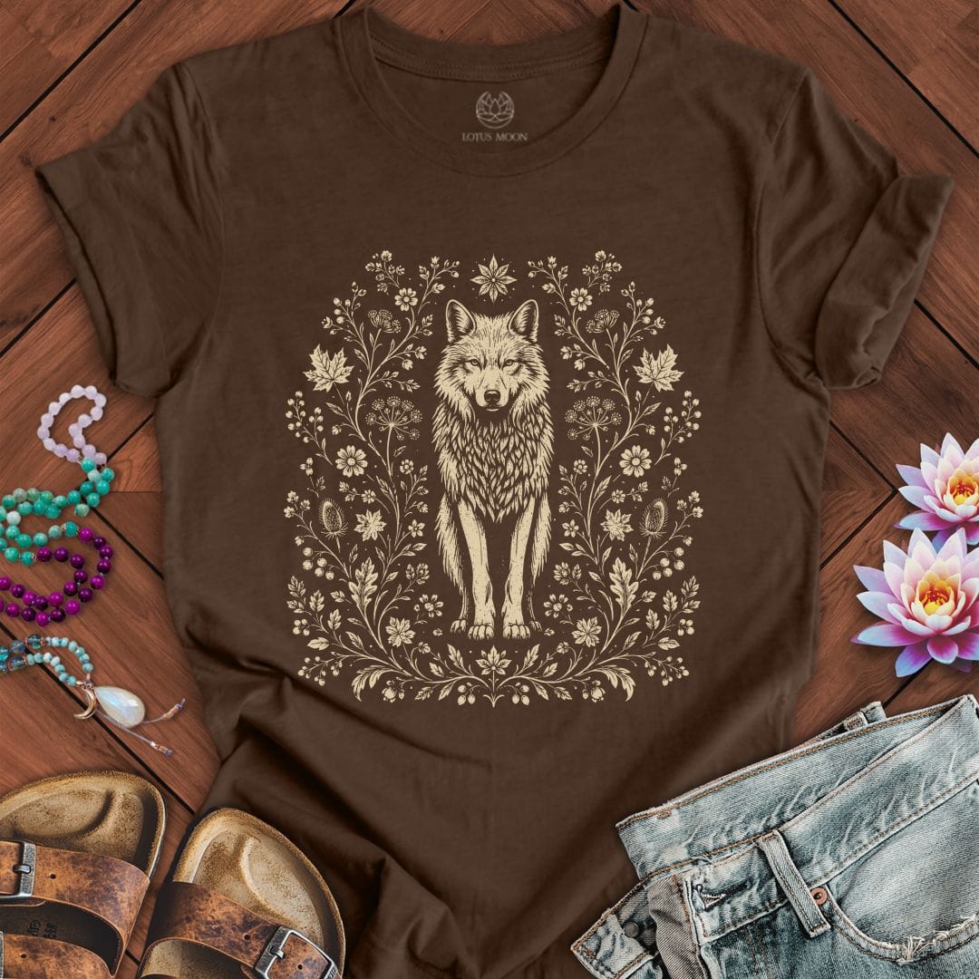 Printify T-Shirt Vintage Wolf Tee Heather Brown / S