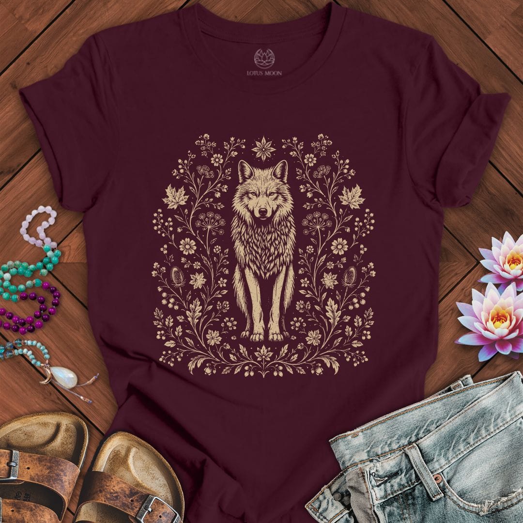 Printify T-Shirt Vintage Wolf Tee Maroon / S