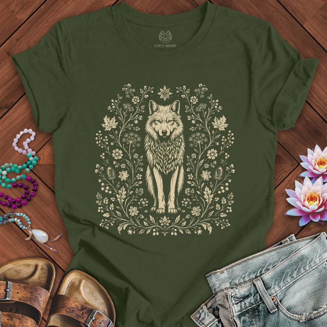 Printify T-Shirt Vintage Wolf Tee Military Green / S