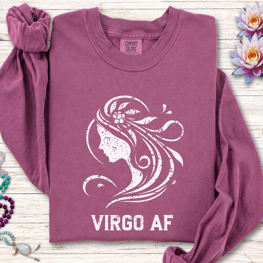 Virgo AF Long Sleeve Tee Berry