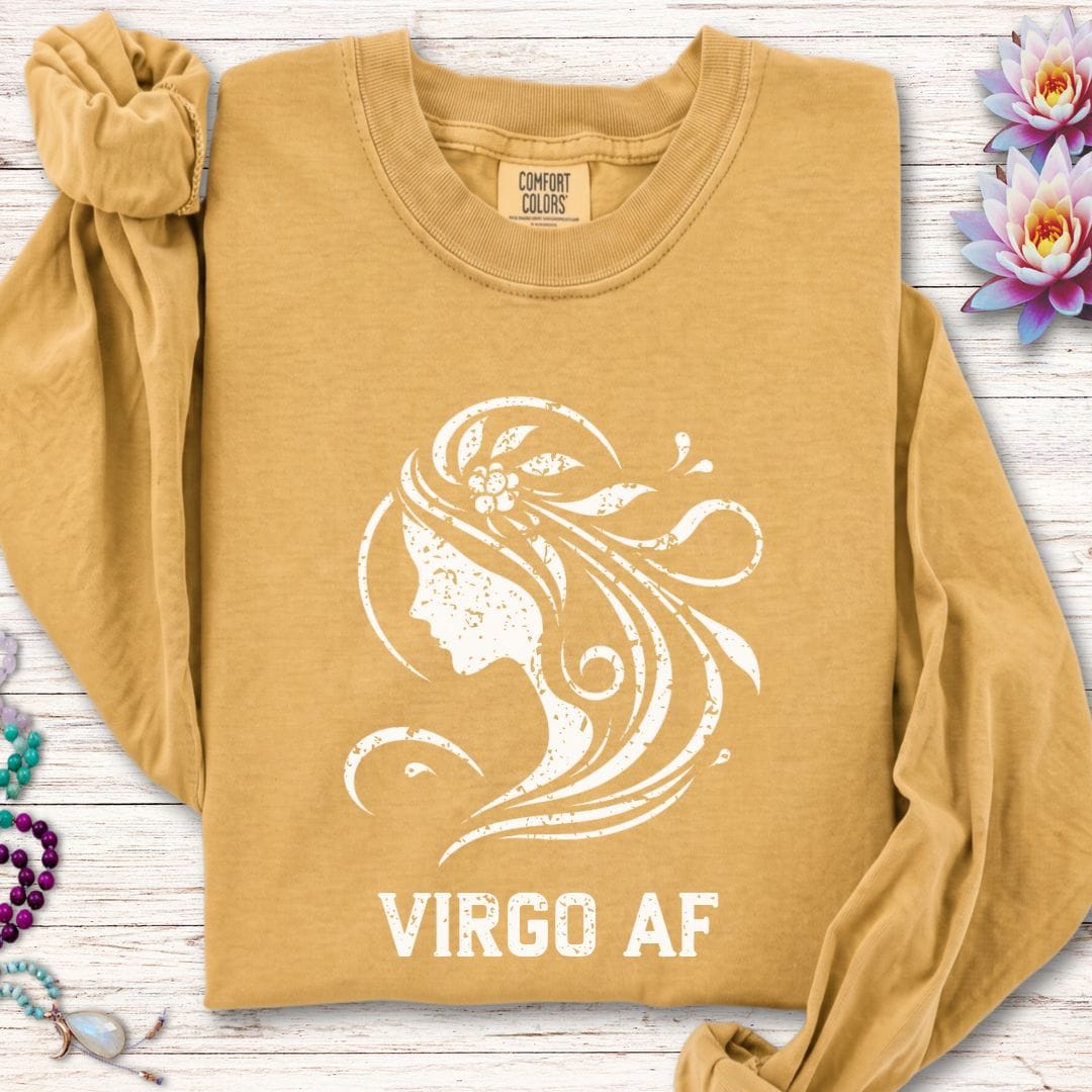Virgo AF Long Sleeve Tee Mustard