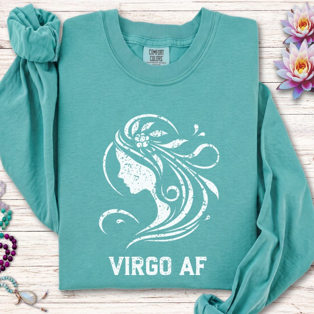 Virgo AF Long Sleeve Tee Seafoam