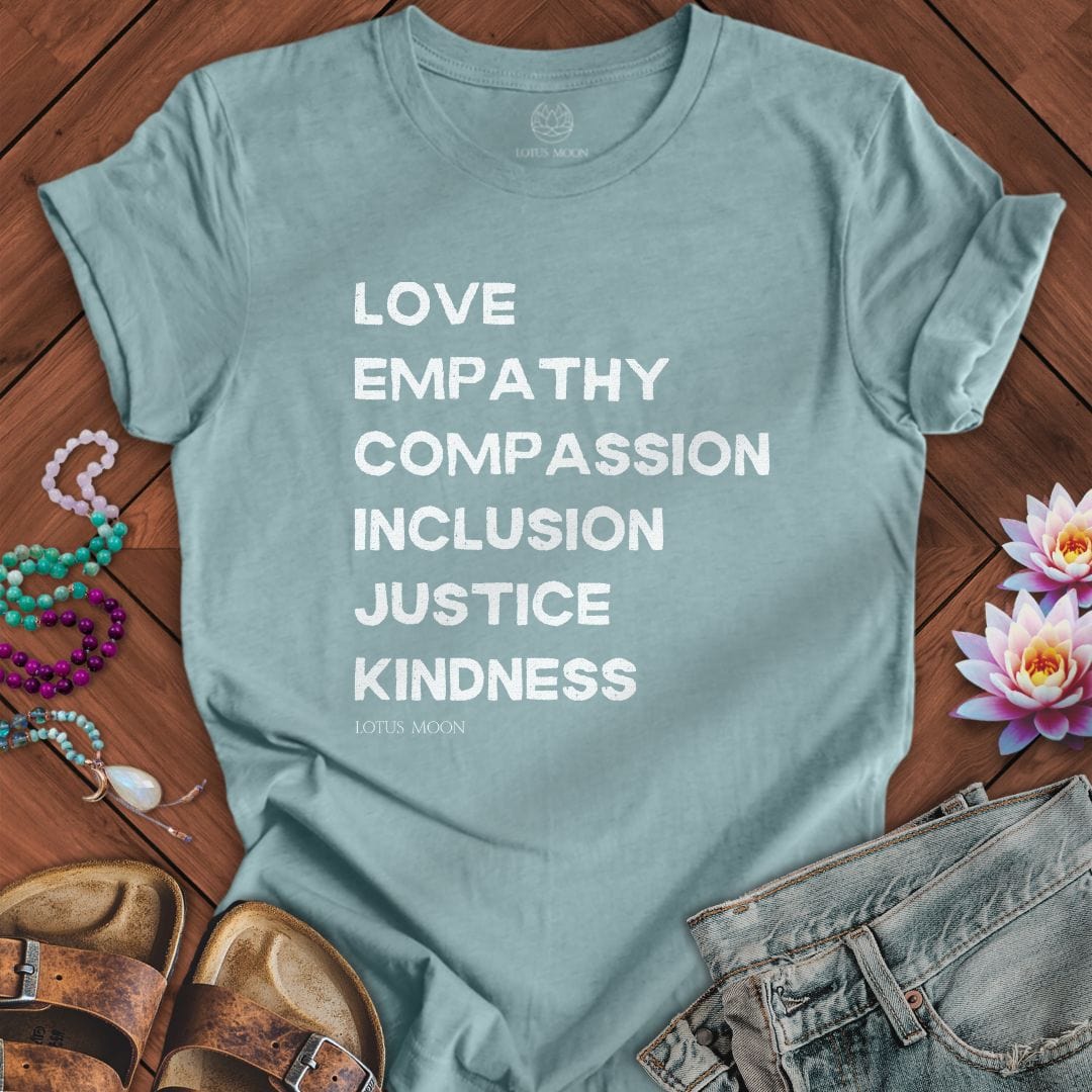 Virtue Text Tee Heather Blue Lagoon