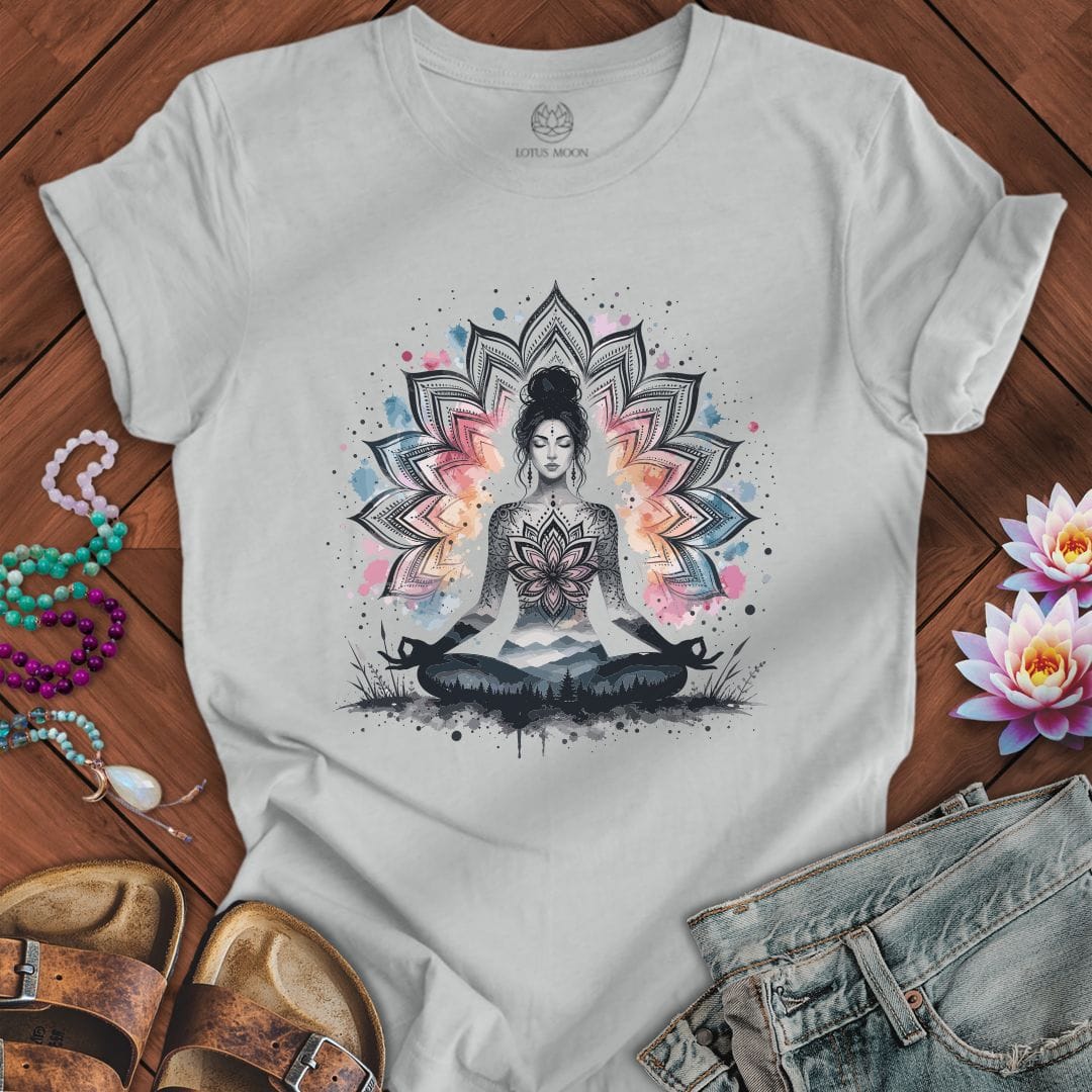 Watercolor Meditation Tee Silver