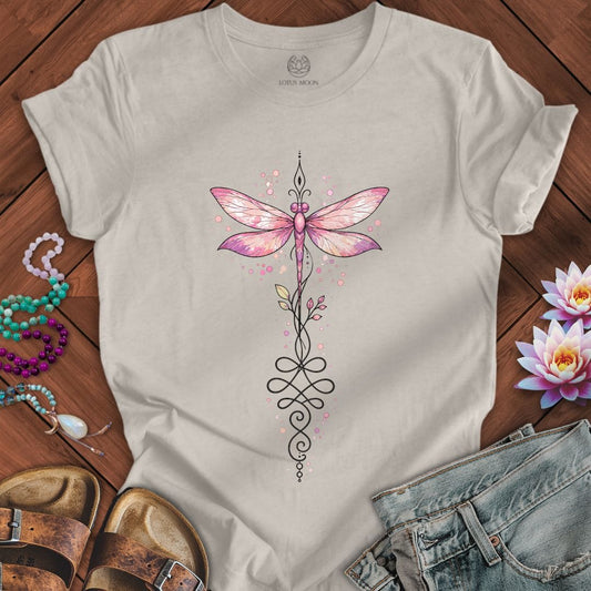 Watercolor Unalome Dragonfly Tee Heather Dust