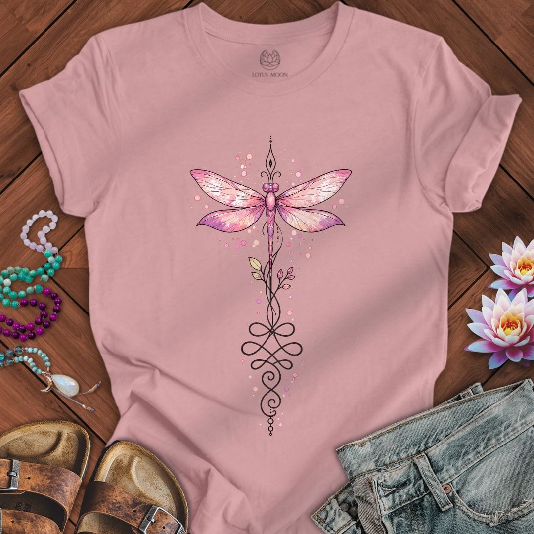 Printify T-Shirt Watercolor Unalome Dragonfly Tee Orchid / S