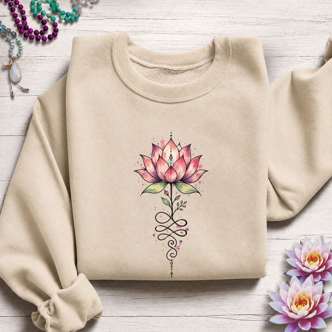 Watercolor Unalome Lotus Sweatshirt Sand