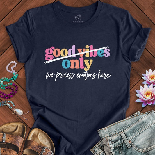 We Process Emotions Tee Heather Midnight Navy