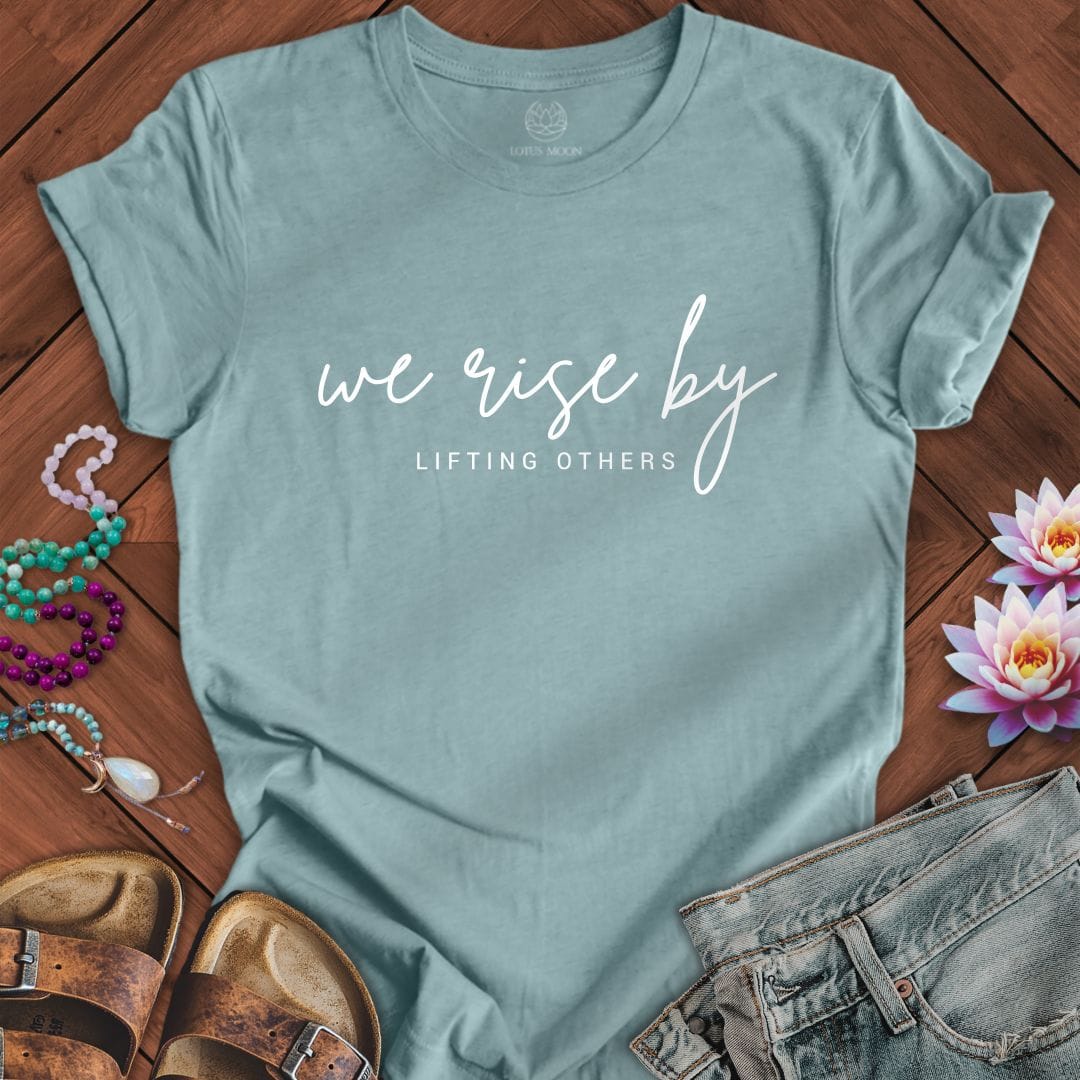 We Rise Tee Heather Blue Lagoon