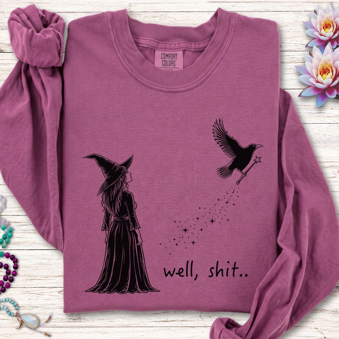 Printify Long-sleeve Well Shit Long Sleeve Tee Berry / S