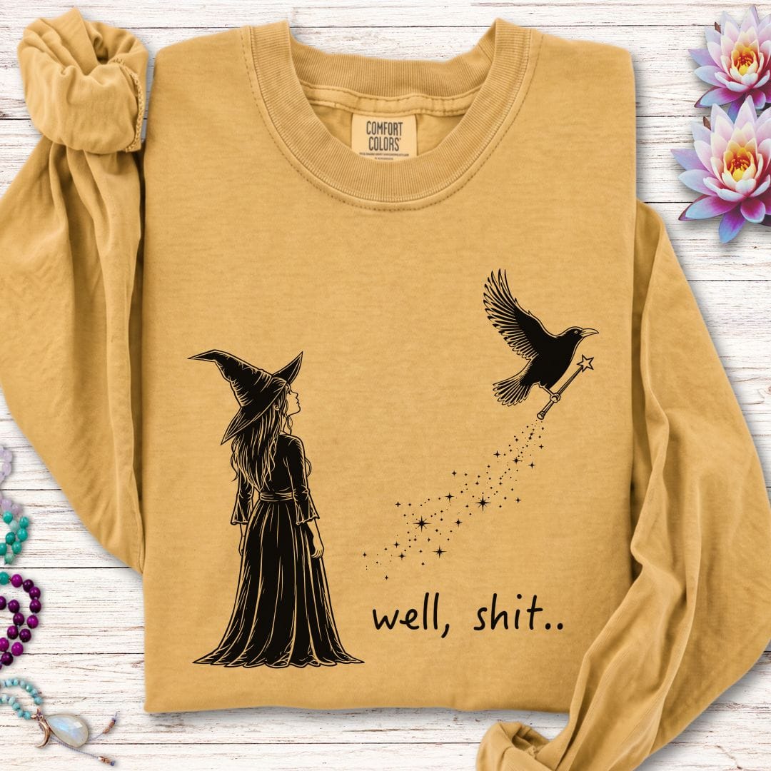 Printify Long-sleeve Well Shit Long Sleeve Tee Mustard / S