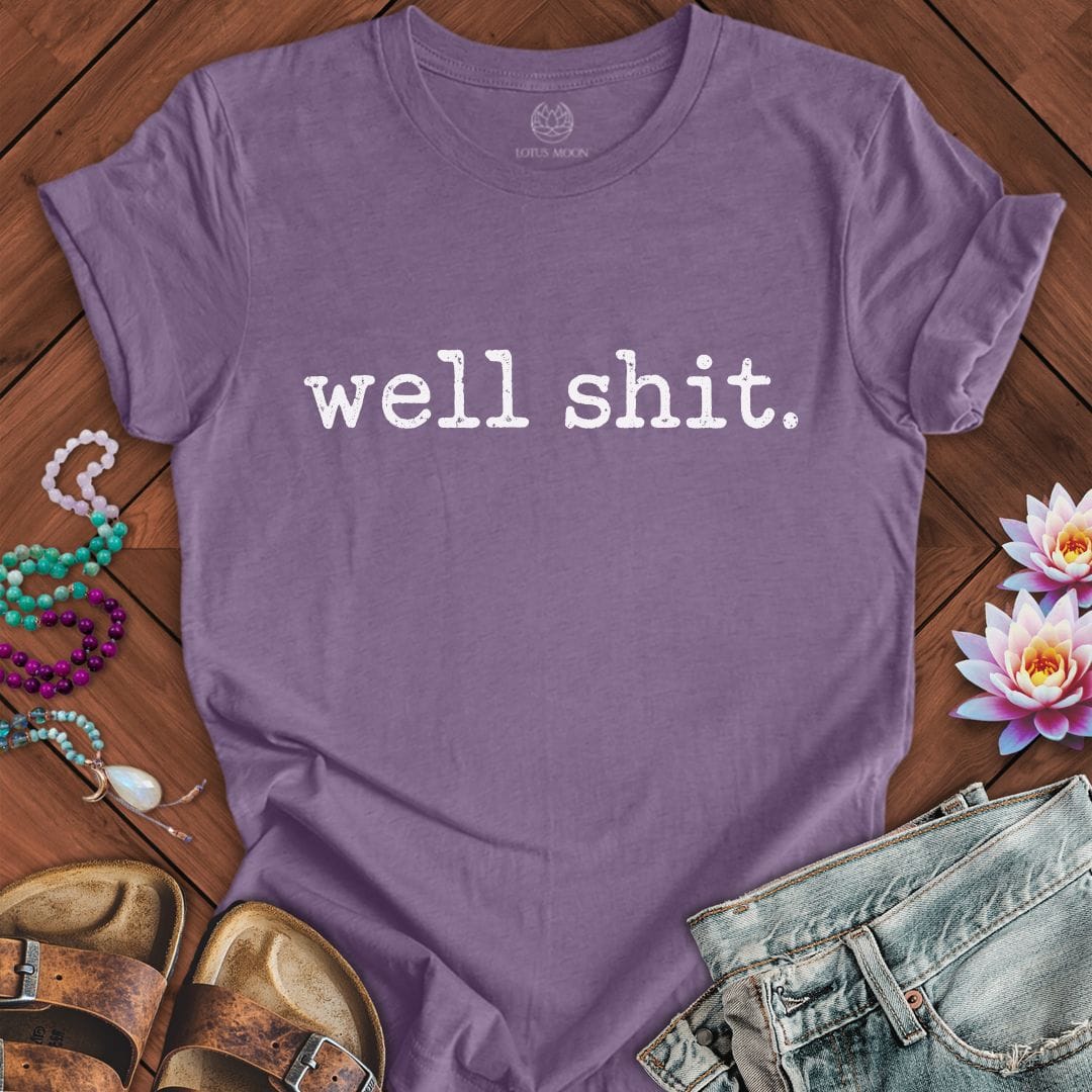 Printify T-Shirt Well Shit Text Tee Heather Purple / S