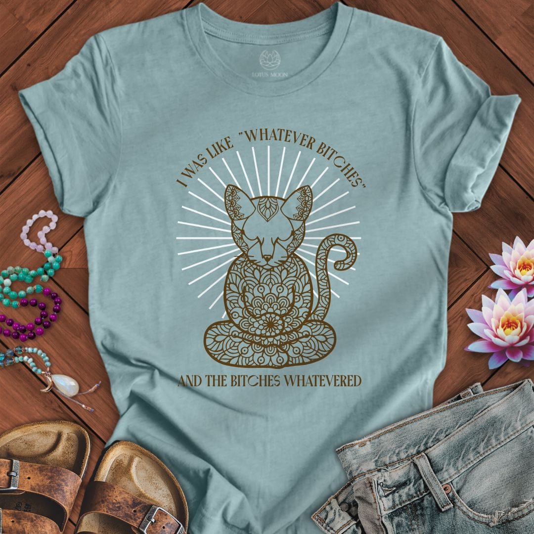 Whatever Cat Tee Heather Blue Lagoon