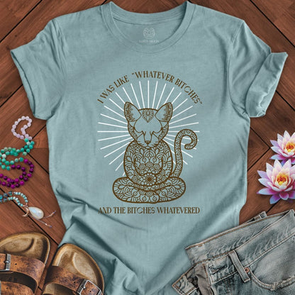 Whatever Cat Tee Heather Blue Lagoon