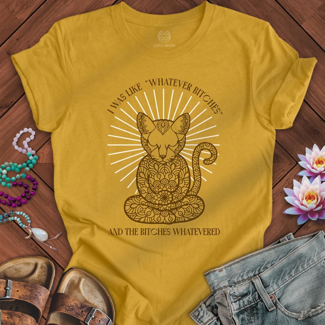 Whatever Cat Tee Heather Mustard