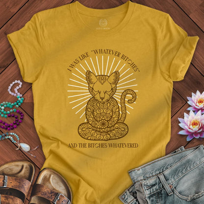 Whatever Cat Tee Heather Mustard