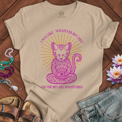 Whatever Cat Tee Tan