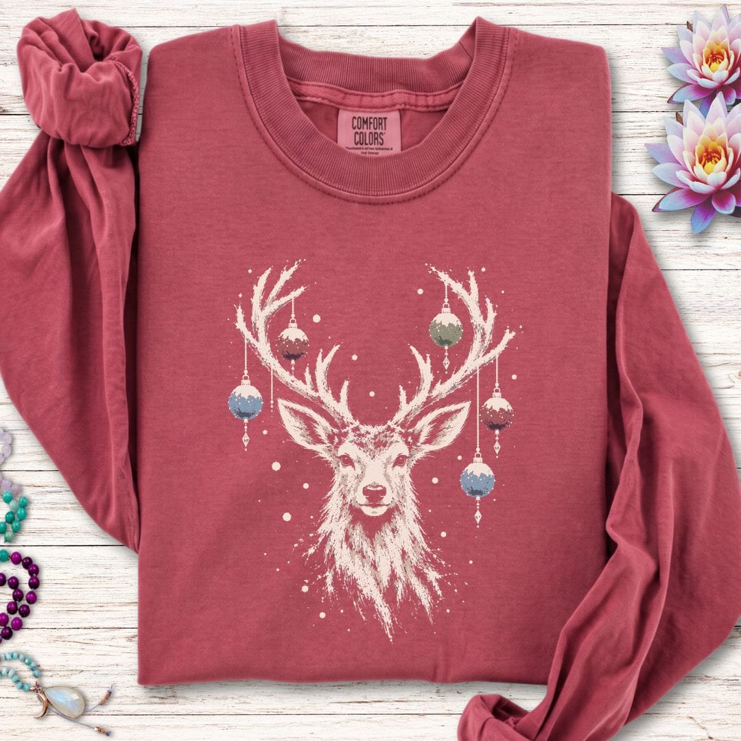 Whimsical Deer Long Sleeve Tee Crimson