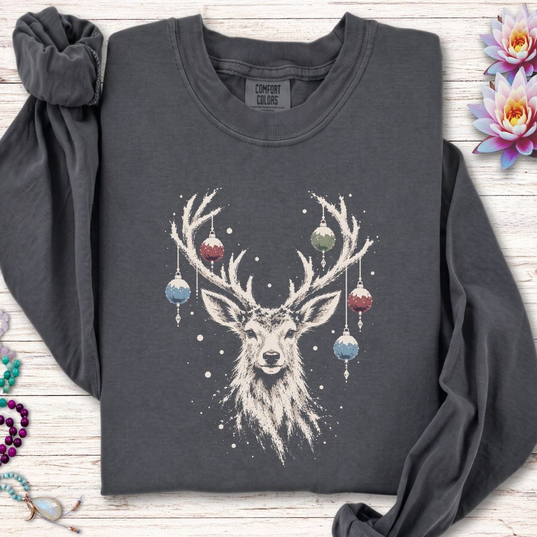 Whimsical Deer Long Sleeve Tee Pepper