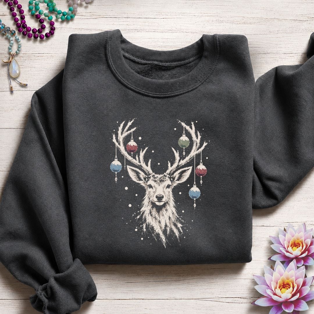 Whimsical Deer Sweatshirt Dark Heather