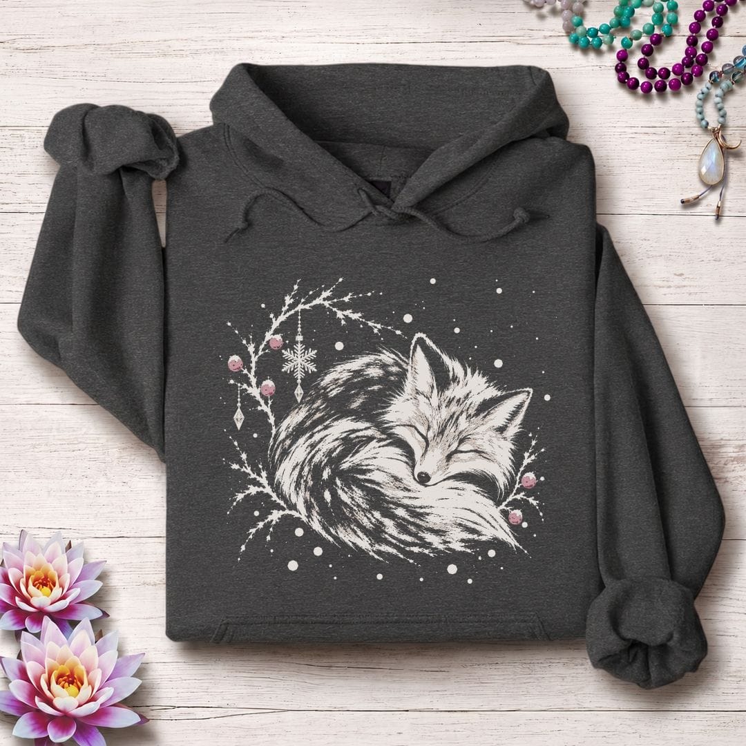 Whimsical Fox Hoodie Dark Heather