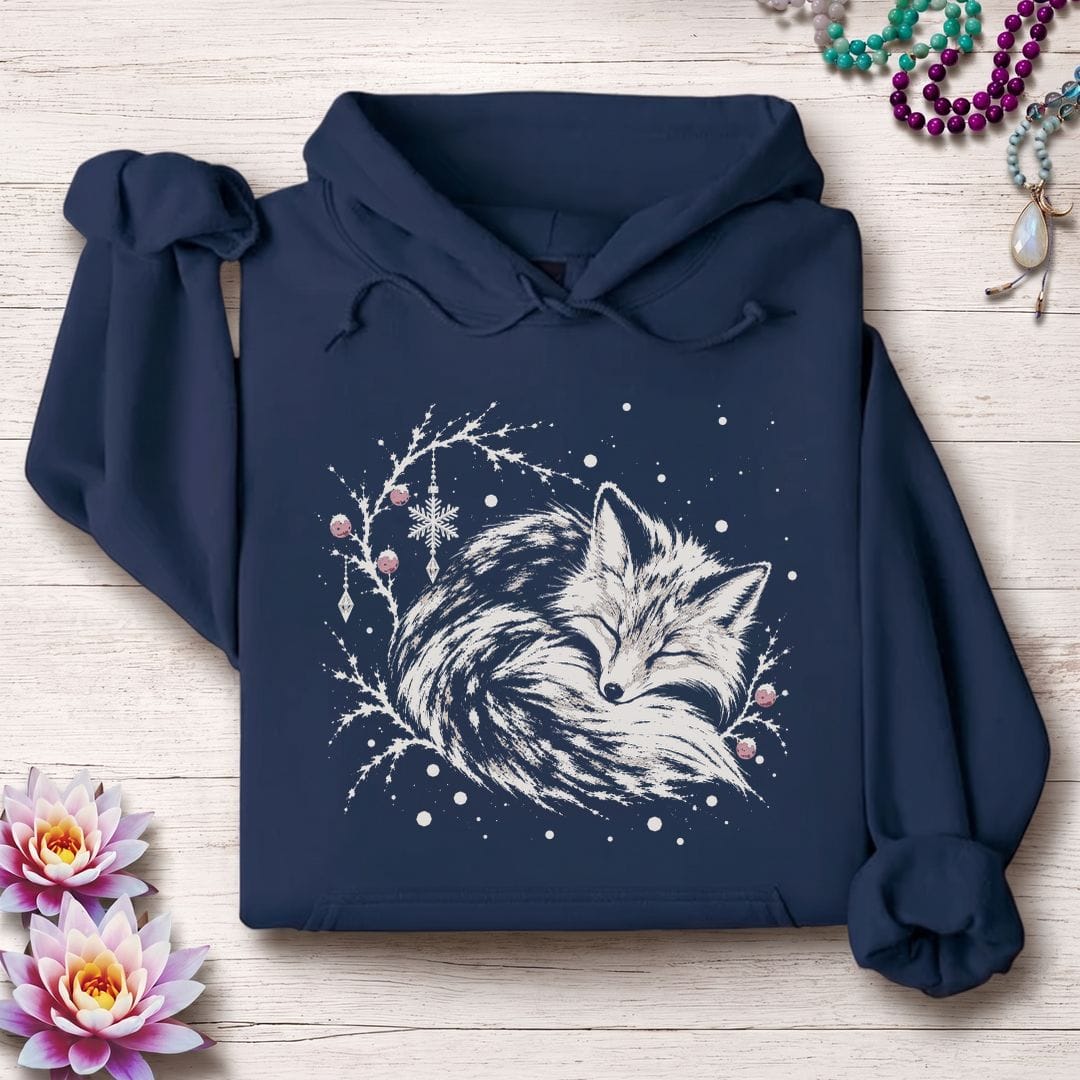 Whimsical Fox Hoodie Navy