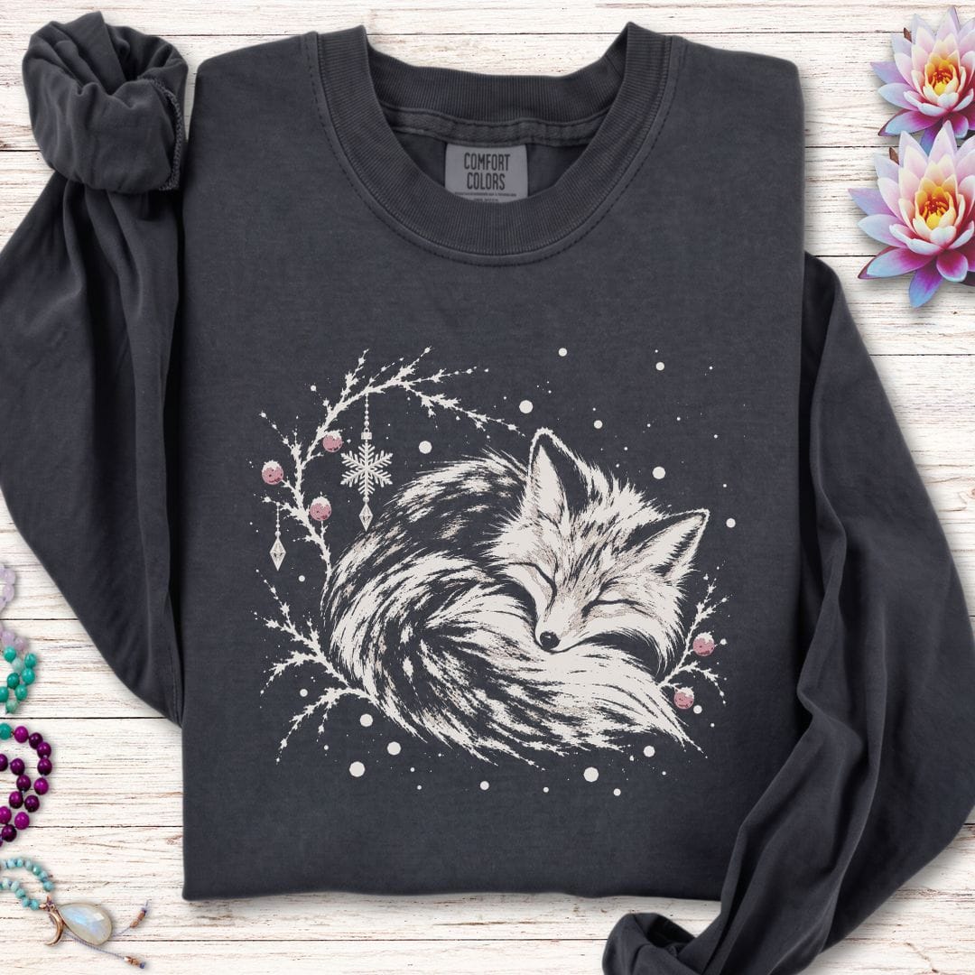 Whimsical Fox Long Sleeve Tee Graphite