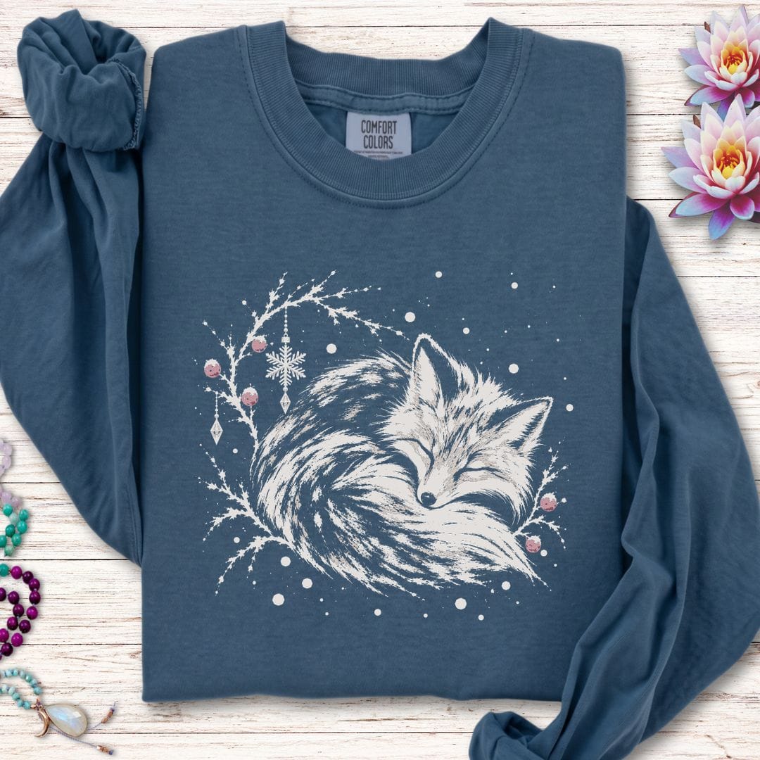 Whimsical Fox Long Sleeve Tee Midnight