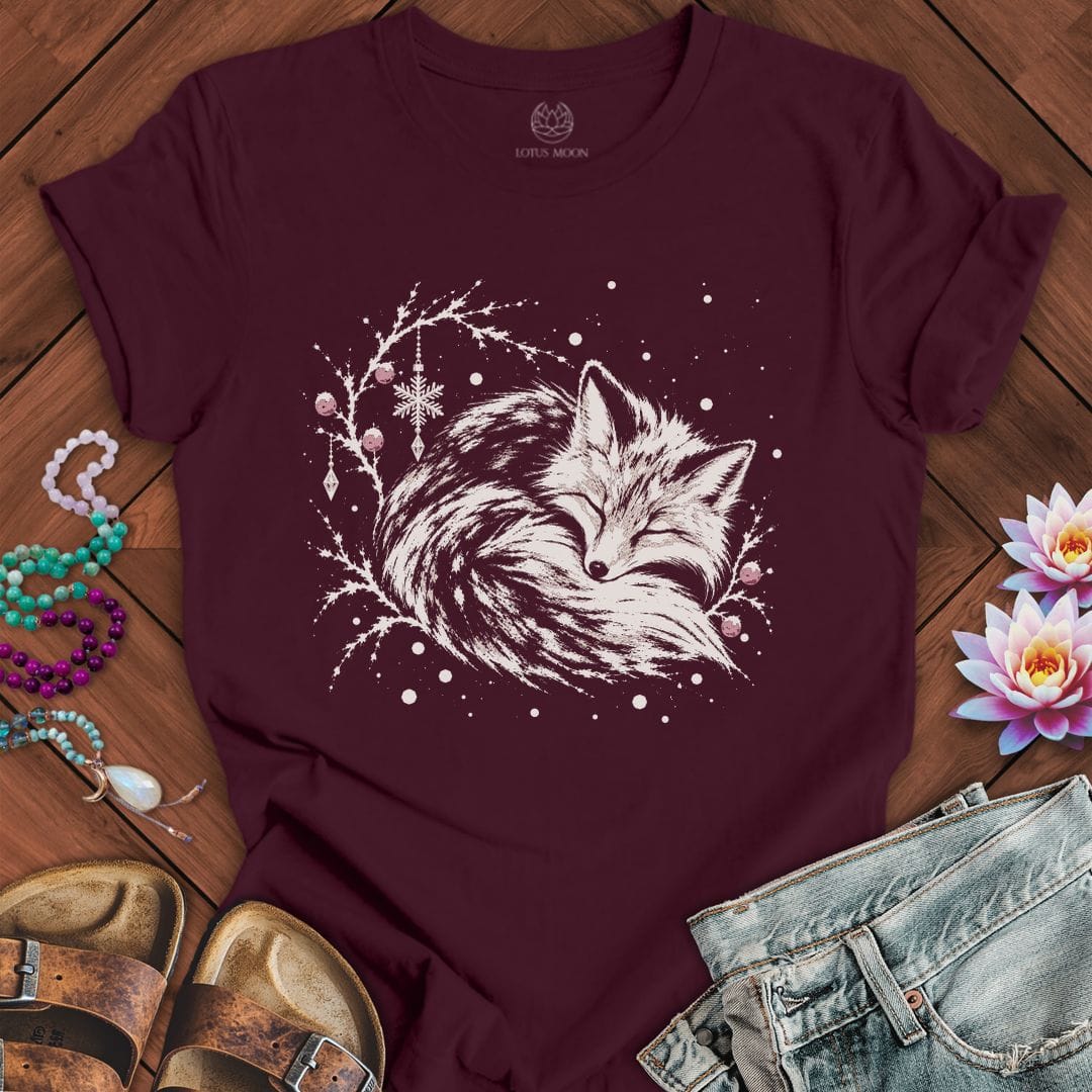 Printify T-Shirt Whimsical Fox Maroon / S