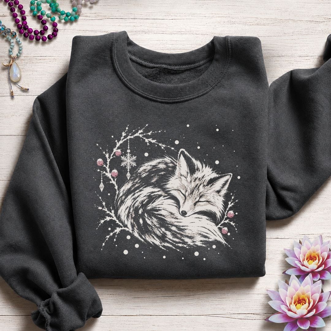 Whimsical Fox Sweatshirt Dark Heather
